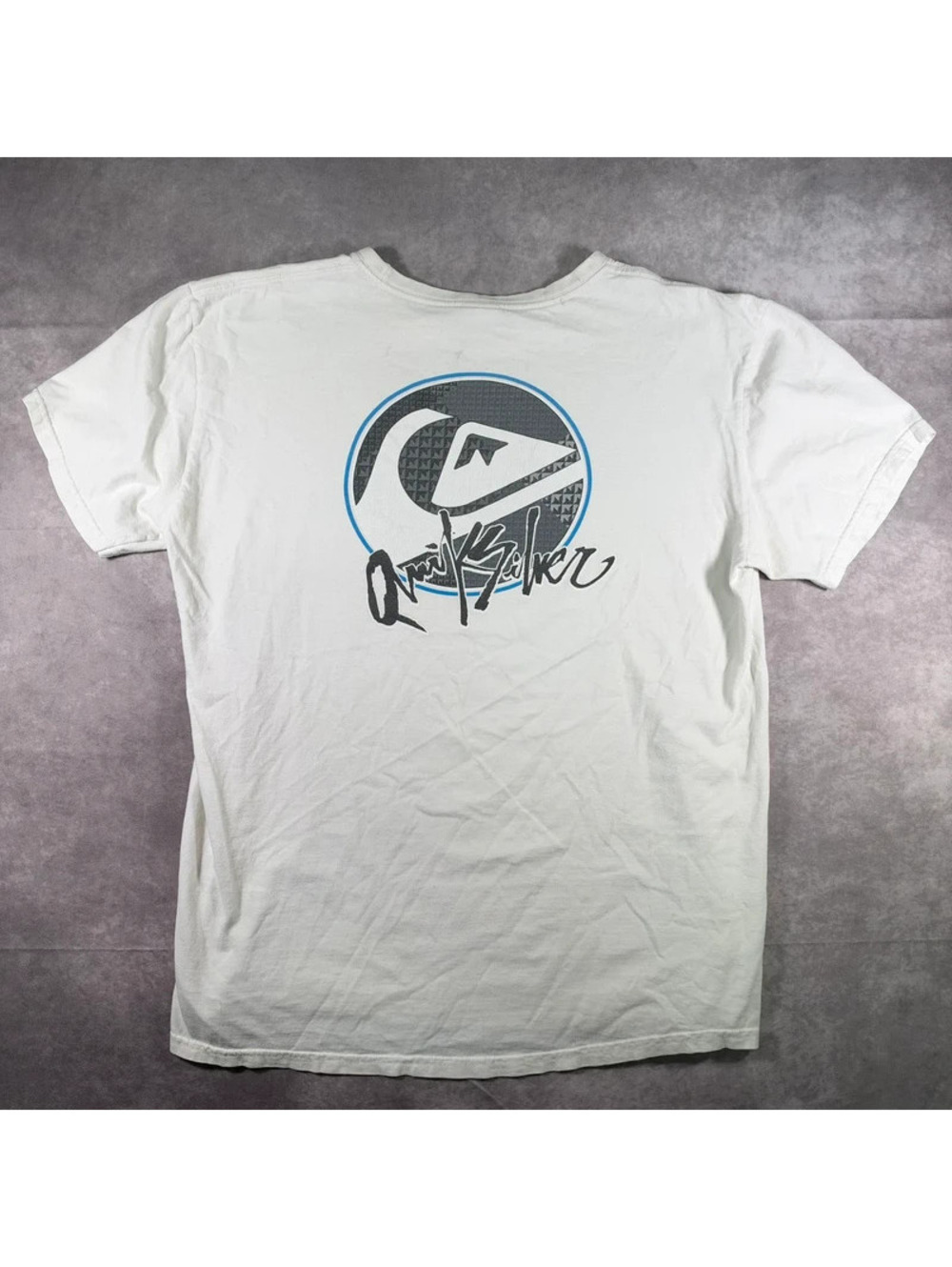 Vintage Quiksilver Wave Logo Graphic T-Shirt White Mens Size L Surf Skate